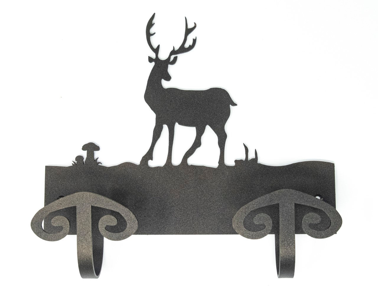 Appendiabiti in ferro battuto con cervo, stile alpino, 2 posti - Gaidra HOME