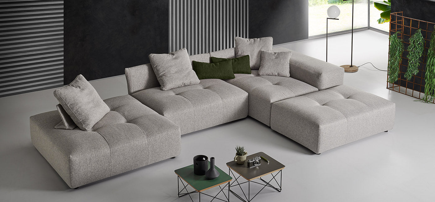 Divano di design moderno modulare con cuciture trapuntate, TAOS - Gaidra HOME