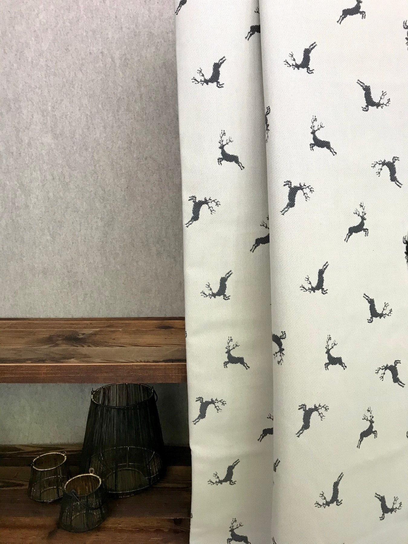 Vorhang nach Maß, Hirsch-Fantasie, Alpine Landhausstil, Jacquardmuster