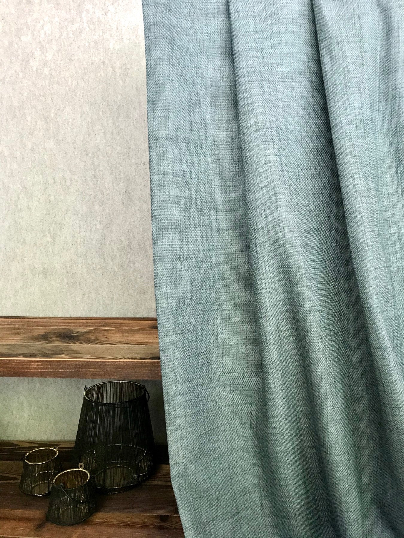 Tende su misura, oscurante dimout e ignifuga resisten al fuoco, effetto lino, tinta unita pastello, diversi colori "byzanz" - Gaidra HOME