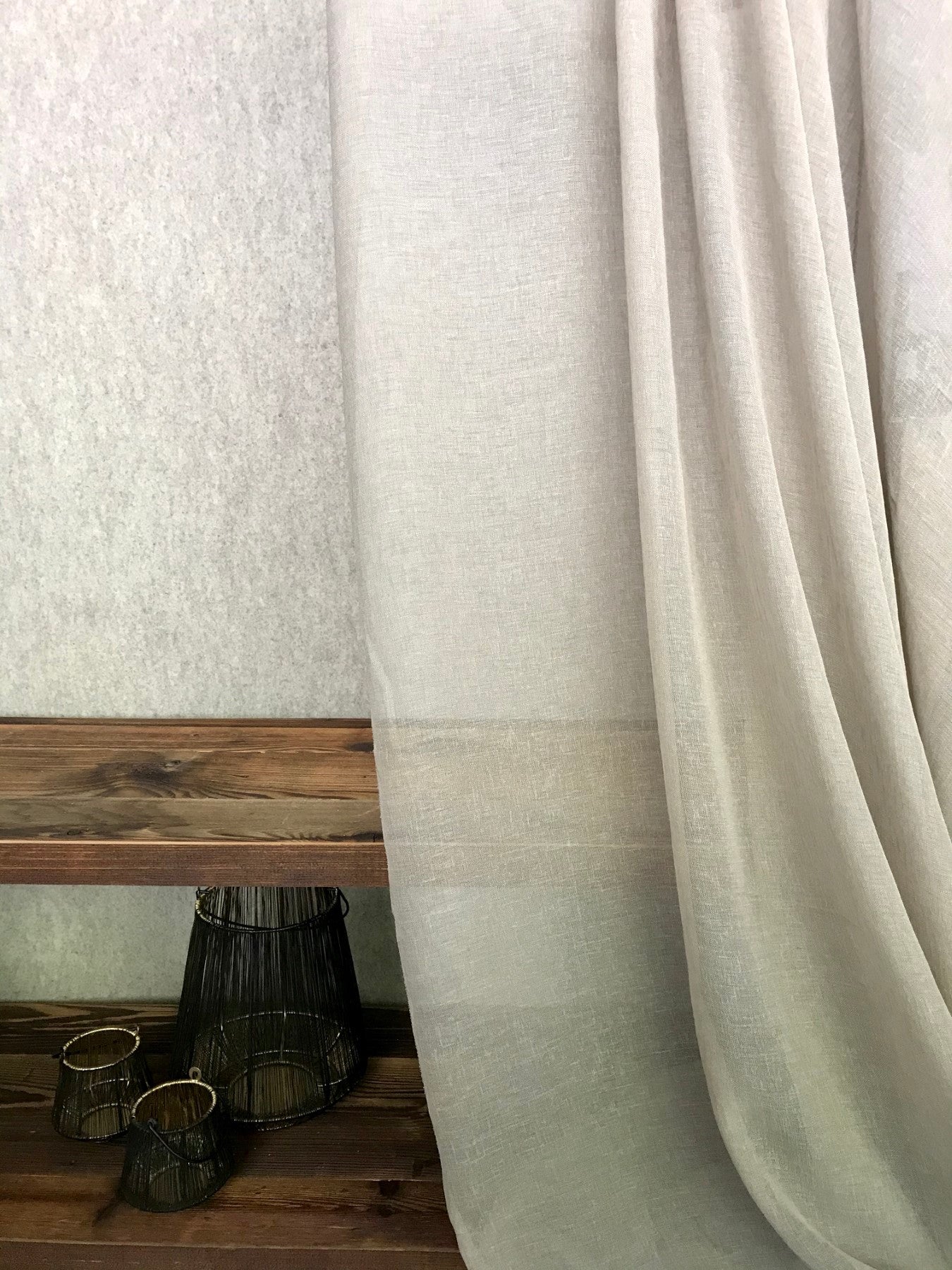 Tenda leggera trasparente su misura online, colore tortora, stile chalet montagna alpino, "ger" - Gaidra HOME