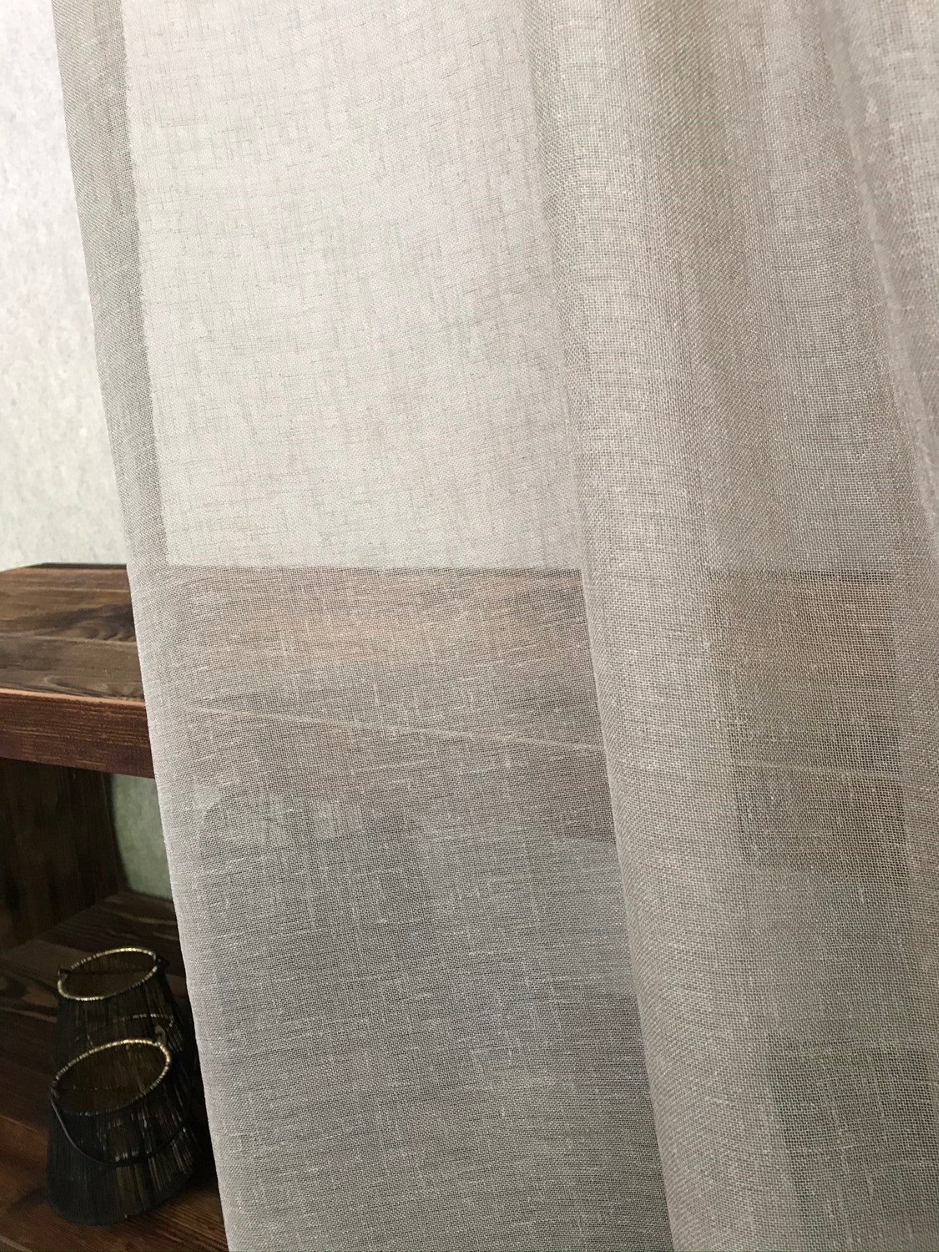 Tenda leggera trasparente su misura online, colore tortora, stile chalet montagna alpino, "ger" - Gaidra HOME