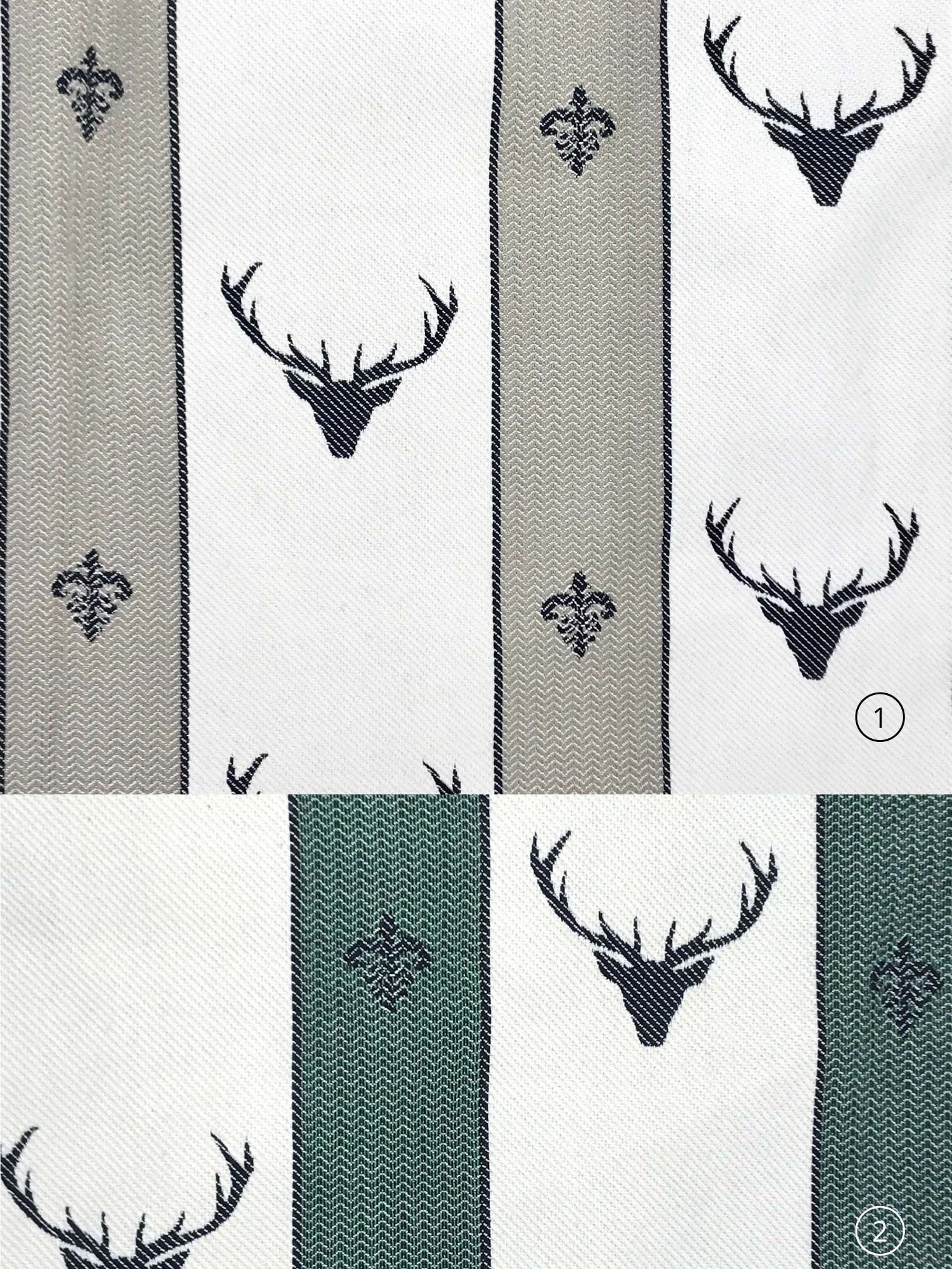 Tenda su misura online, in 100% cotone, stile tirolese montagna, fatasia cervi, "pasciantadú" - Gaidra HOME