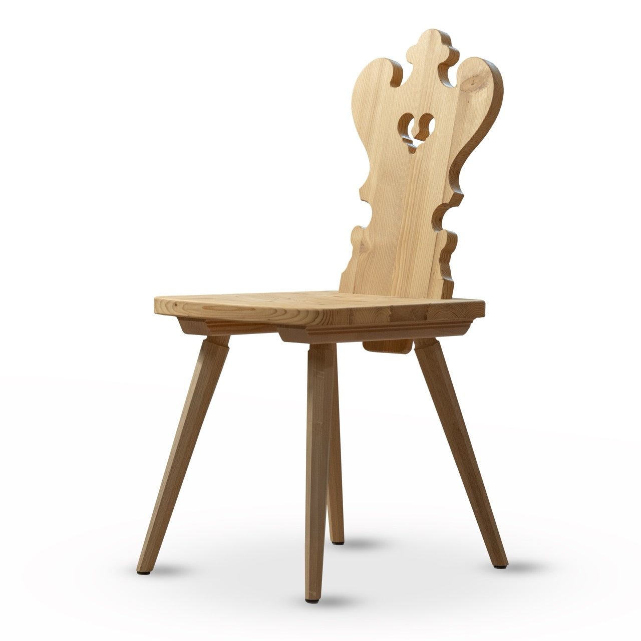 Sedia Tirolese con Cuore Stelvio in Legno Massello, Stile Chalet - Gaidra HOME
