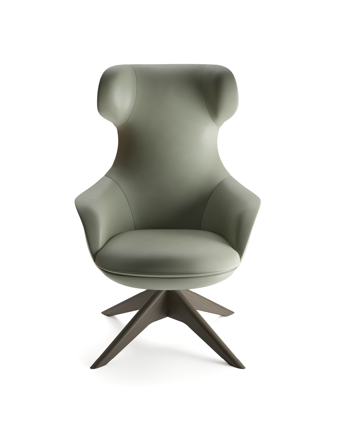 Poltroncina imbottita OTTA R13 - L21, stile Chalet, con basamento girevole in legno di frassino, linee arrotondate e sinuose - Gaidra HOME