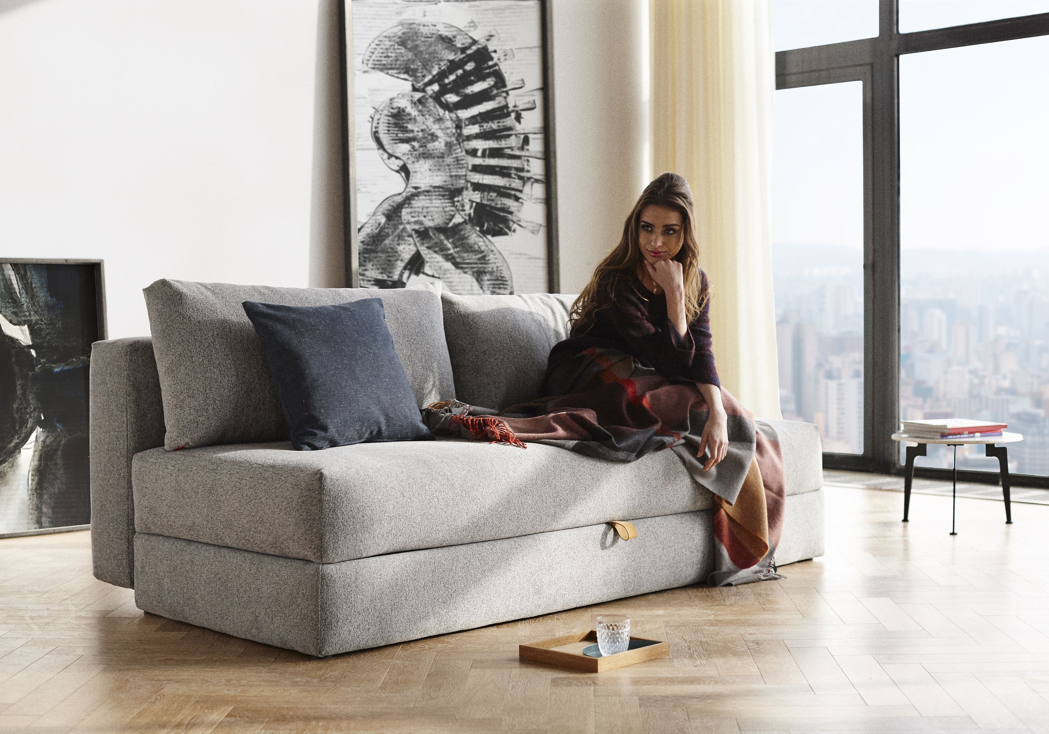 Belledorm Rivestimento Elasticizzato Per Base Divano Letto, 100% Jersey Di Cotone, Colore Nuvola, Matrimoniale, Profondità 48 Cm, 150 Fili
