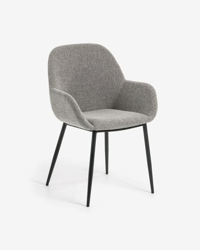 Sedia imbottita "Lonna", design moderno alpino, grigio chiaro - Gaidra HOME