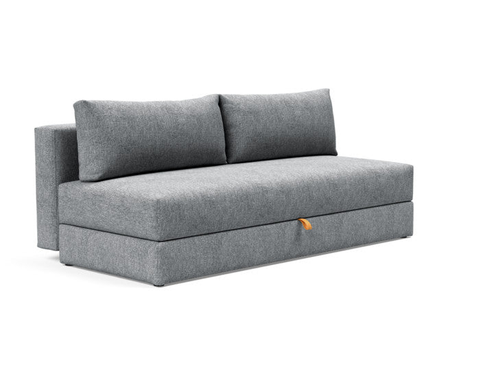 Divano letto moderno OSVALD, design nordico, rivestimento tessuto color grigio, 200cm - Gaidra HOME