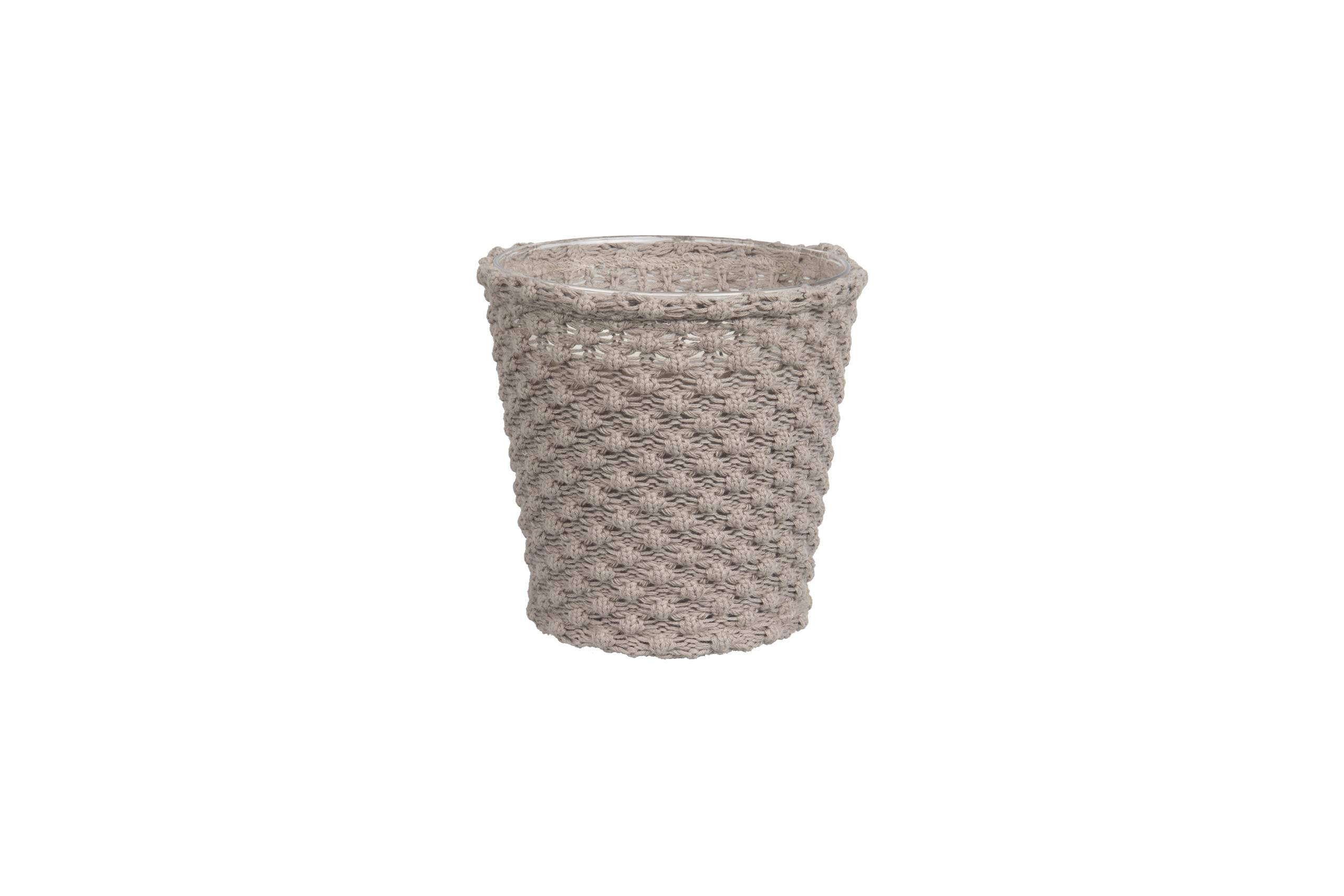 Portacandela CANDLES "Cosy knit 140", tricot lavorato a maglia, stile tirolese montagna chalet, alt. 16cm Ø 6.3cm - Gaidra HOME