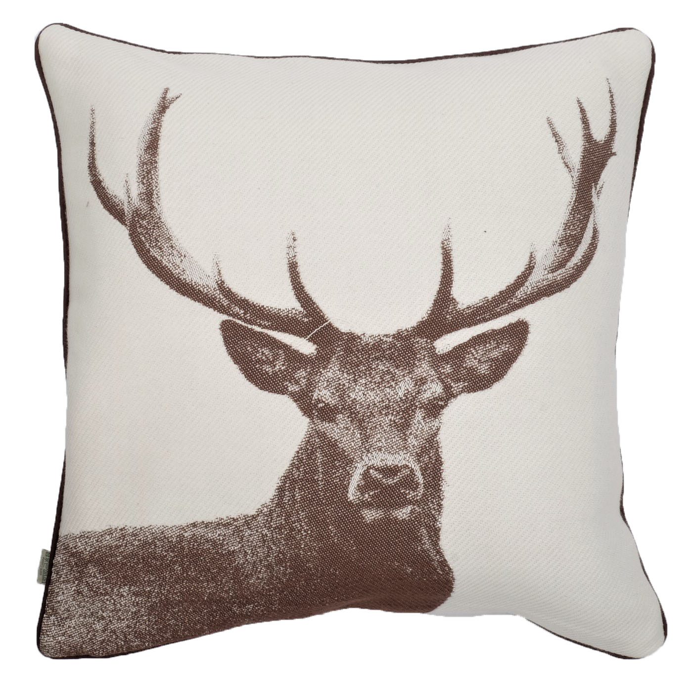 "Testa cervo" federa cuscino in 100% cotone, 40 x 40 cm, colore bianco - Gaidra HOME