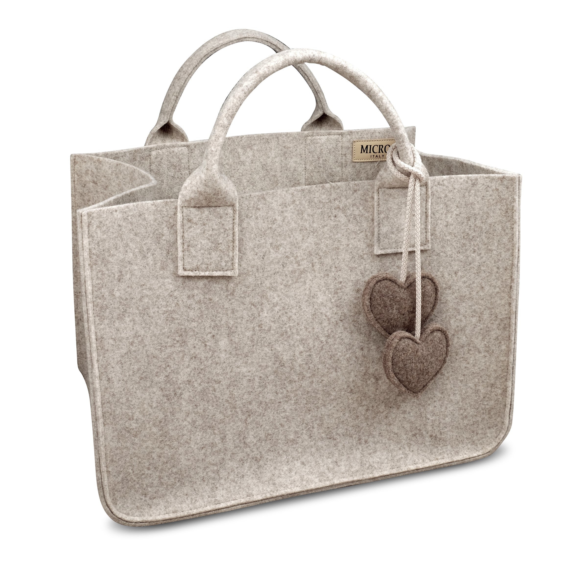 Borsa in feltro, porta legna, giornali, giocattoli, da decorazione, colore beige - Gaidra HOME