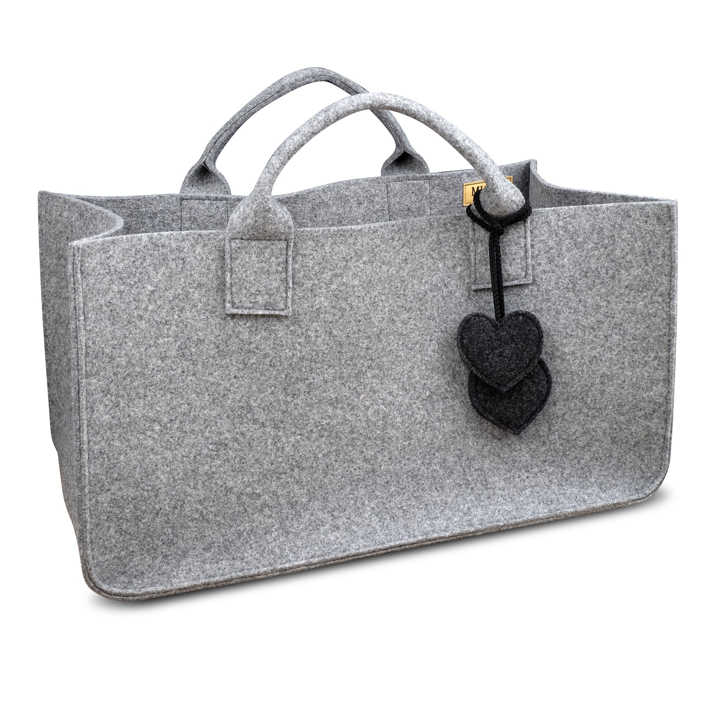 Borsa in feltro, porta legna, giornali, giocattoli, da decorazione, colore grigio - Gaidra HOME