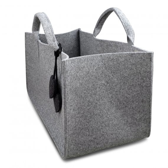 Borsa in feltro, porta legna, giornali, giocattoli, da decorazione, colore grigio - Gaidra HOME