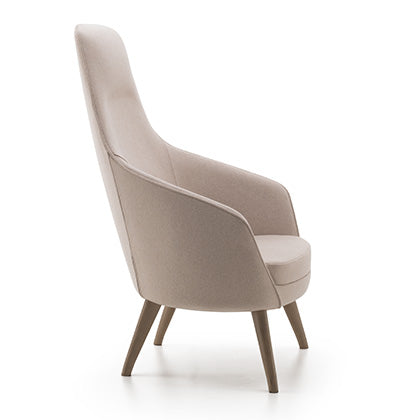 Poltroncina imbottita "Smoky High L25", stile Chalet, linee arrotondate e sinuose - Gaidra HOME