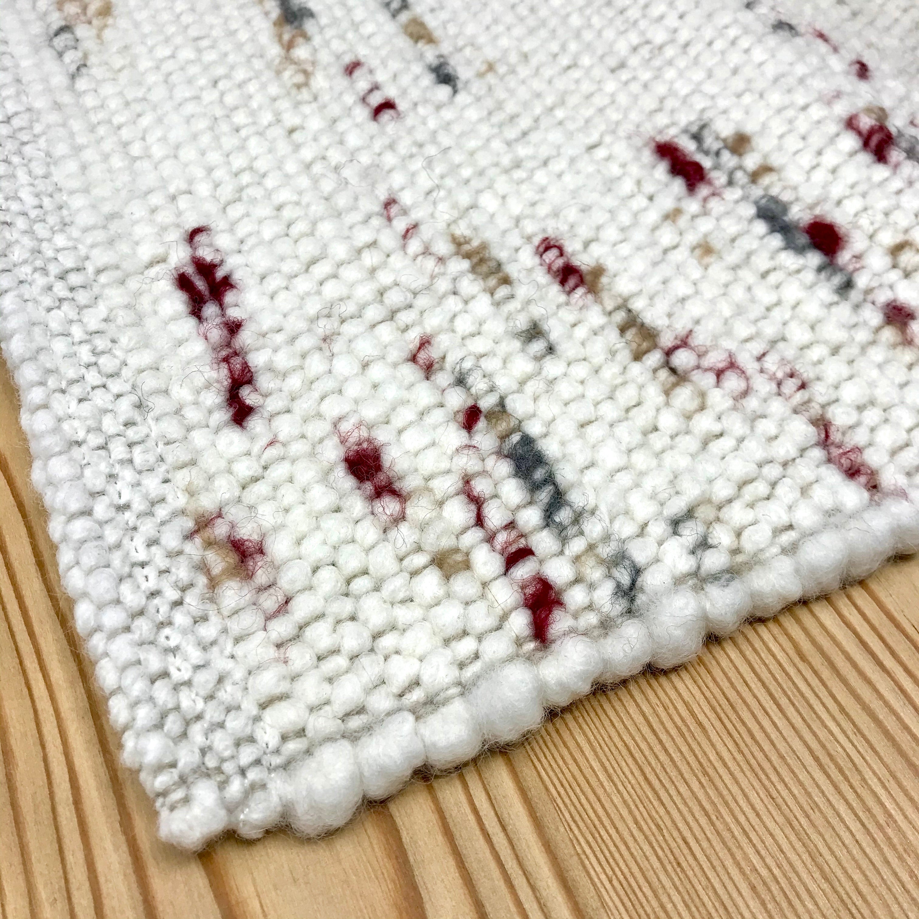 Tappeto di lana tessuto a mano "Imst", per soggiorno, scendiletto, colore beige melange rosso e giallo, anche su misura - Gaidra HOME