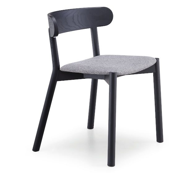 Sedia in legno color nero con seduta imbottita "Montera S L TS" Midj, design moderno - Gaidra HOME
