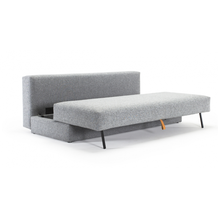 Divano letto moderno OSVALD, design nordico, rivestimento tessuto color grigio, 200cm - Gaidra HOME