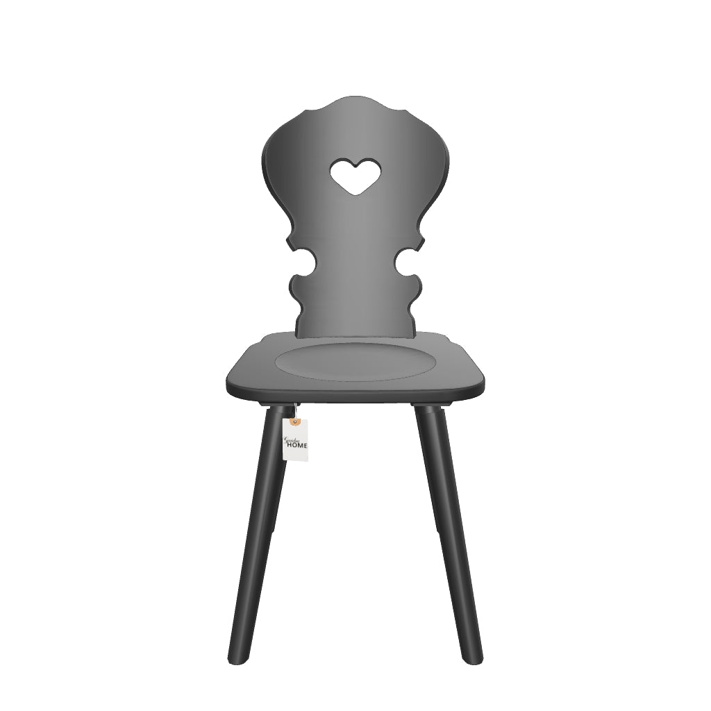 Sedia tirolese con cuore in abete nero VIENNA Sipa, stile Chalet montagna - Gaidra HOME